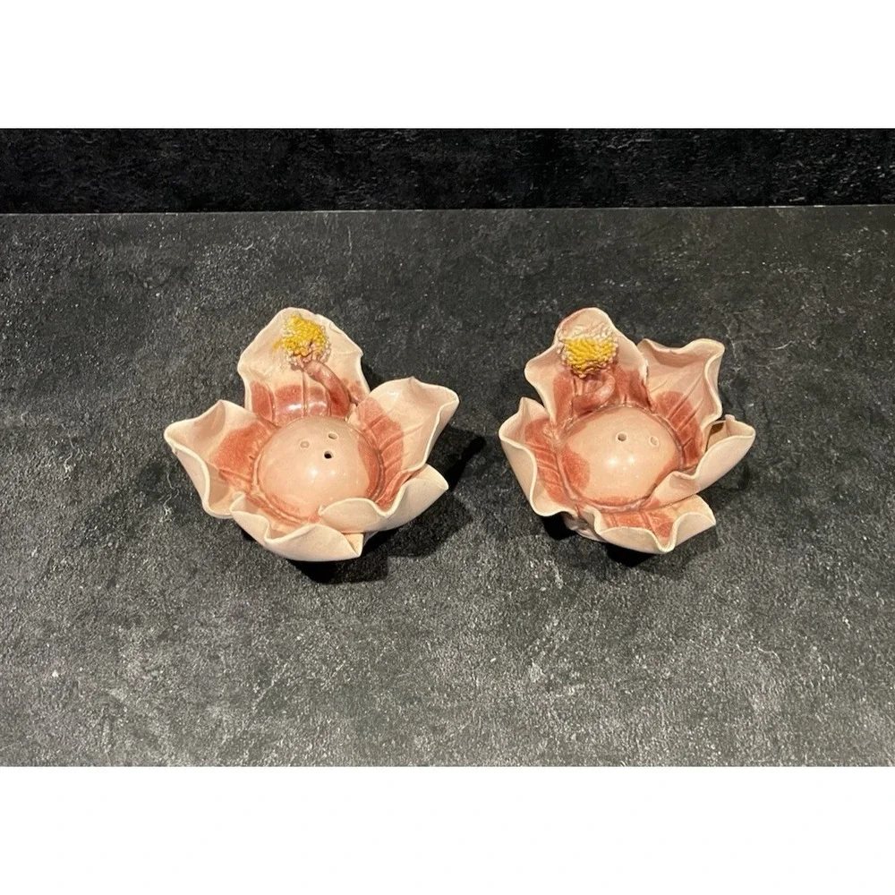Fitz‎ and Floyd 1983 Pink Flower Salt & Pepper Shaker Pink Yellow Vintage *RARE*